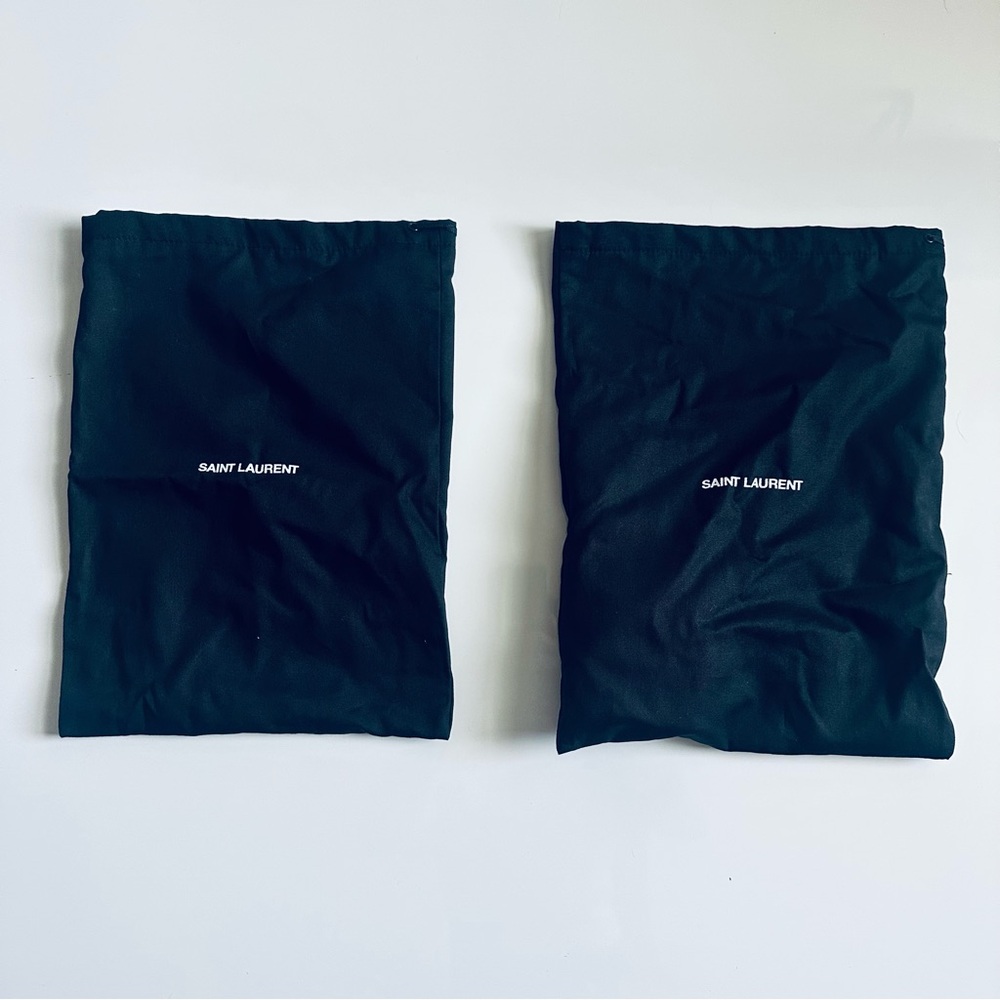 Saint Laurent Cream Heels with Gold Logo - Picture 10 of 11